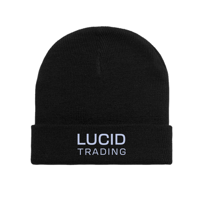 Black beanie with 'Lucid Trading' logo on a white background