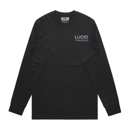 Black long-sleeve shirt with 'Lucid Trading' logo on a white background